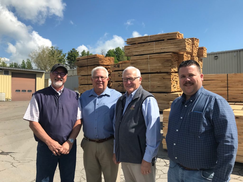 L to R: Norm Steffy, Vice President of Cummings Lumber Co.; Roy Cummings Jr.; Sen. Yaw and Scott Cummings, President, Cummings Lumber Co.